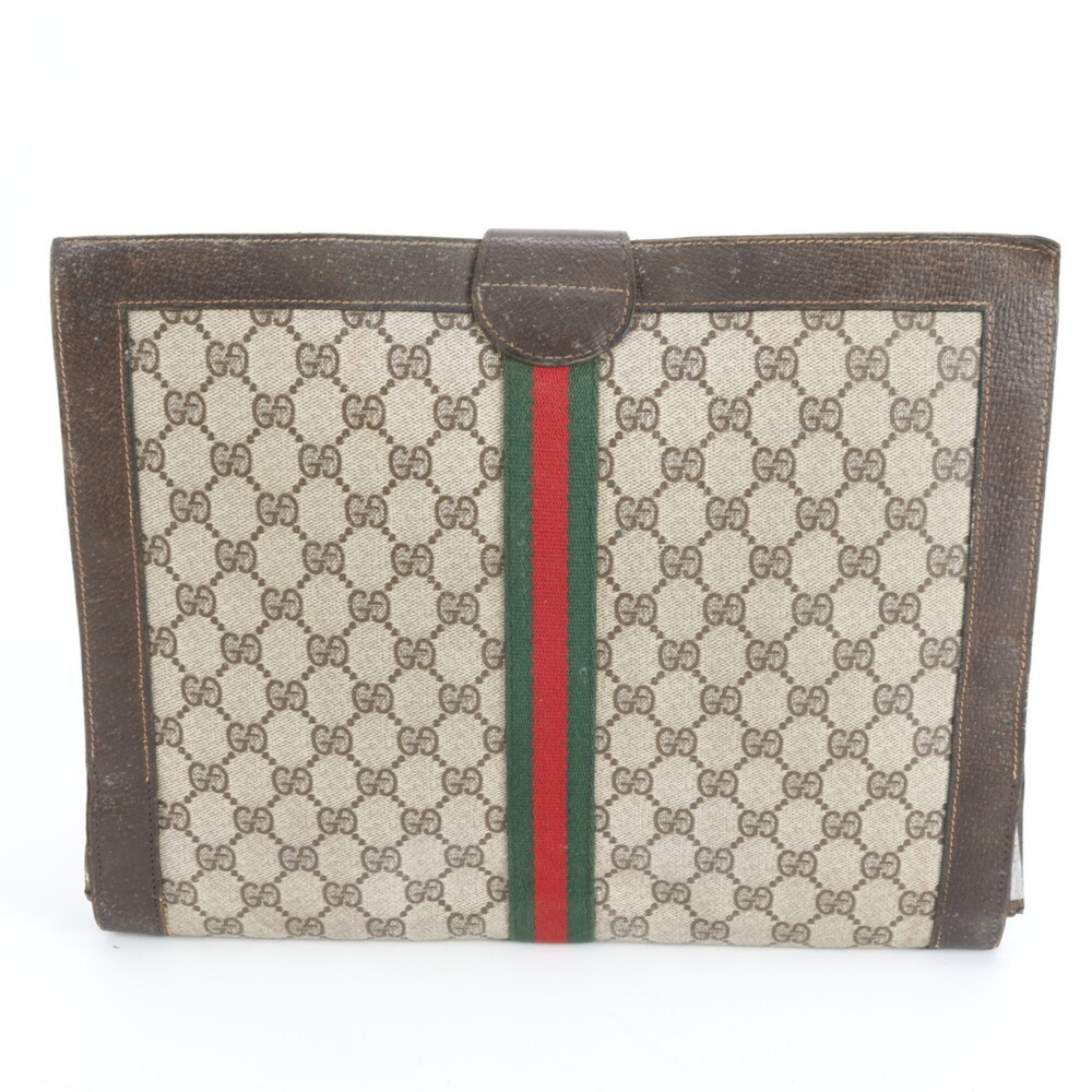Gucci Old GG Supreme Sherry Line Leather Clutch Bag for Men - Picture 2 of 11